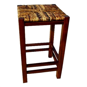 D-Art Collection Kitchen Counter Banana Leaf Stool in Mahogany wood