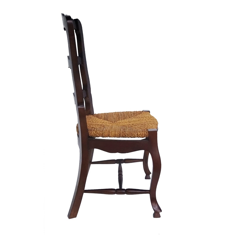 D-Art Collection Ladder Back Side Chair 6pc Set in Mahogany wood Brown color