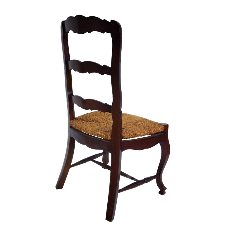D-Art Collection Ladder Back Side Chair 6pc Set in Mahogany wood Brown color