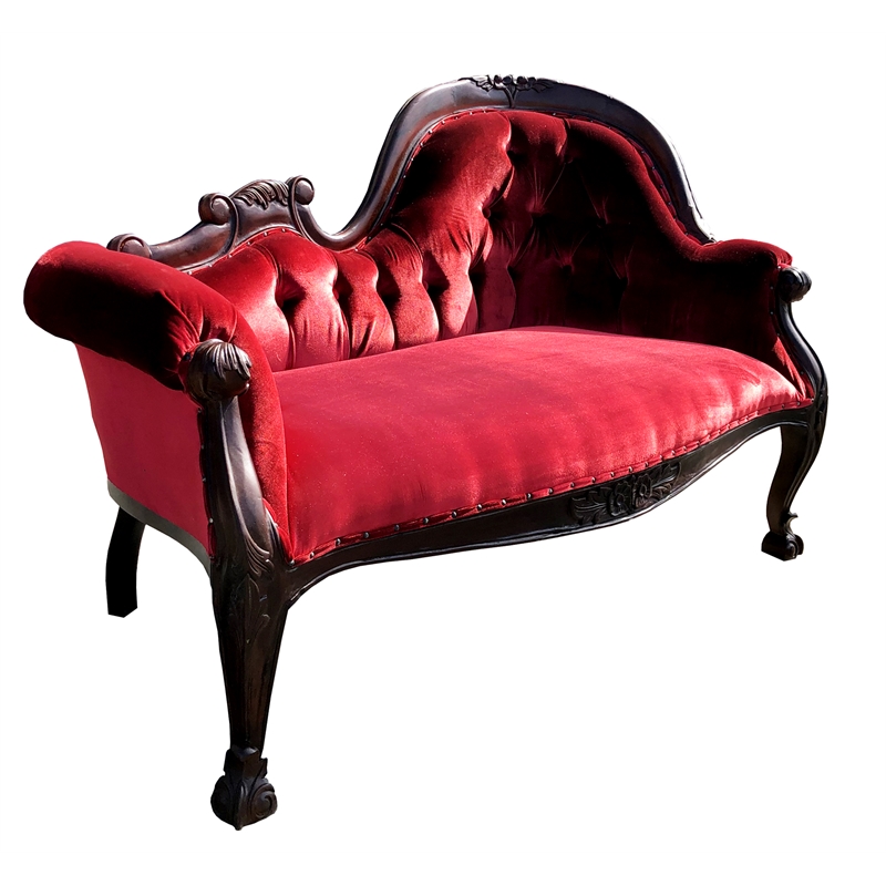 D-Art Collection Louis Single End Loveseat in Mahogany wood