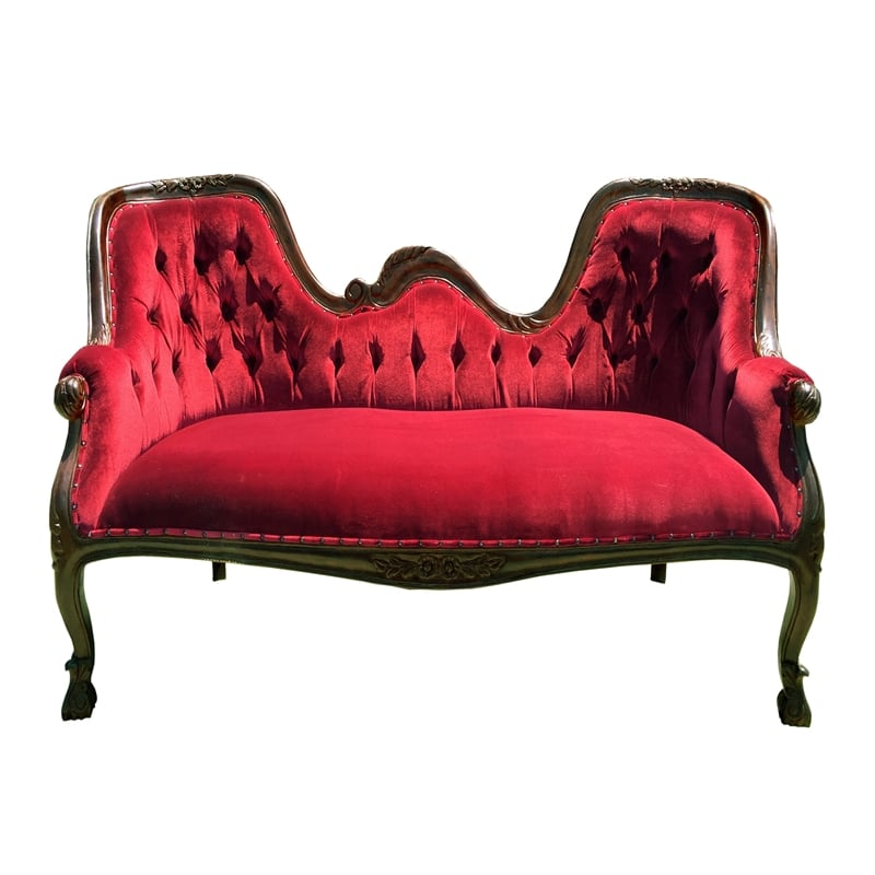 D-Art Collection Louis Double Ended Loveseat in Mahogany wood