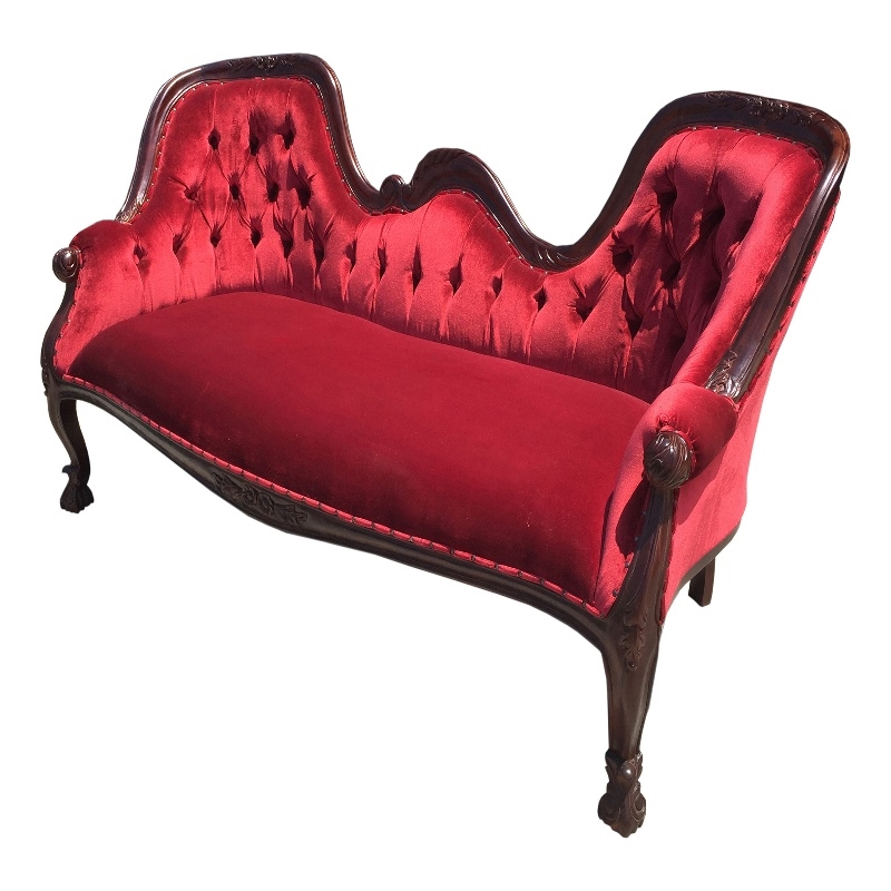 D-Art Collection Louis Double Ended Loveseat in Mahogany wood