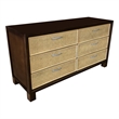 D-Art Collection Elegant Cane Dresser 6 Drawer in Mahogany Wood