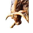 D-Art Collection Charging Bull Driftwood Statue in Driftwood
