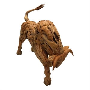 d-art collection charging bull driftwood statue in driftwood