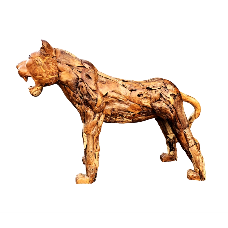 D-Art Collection Tiger Driftwood Statue in Driftwood