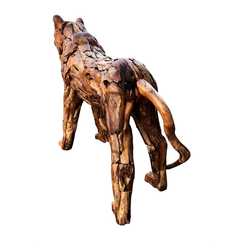 D-Art Collection Tiger Driftwood Statue in Driftwood