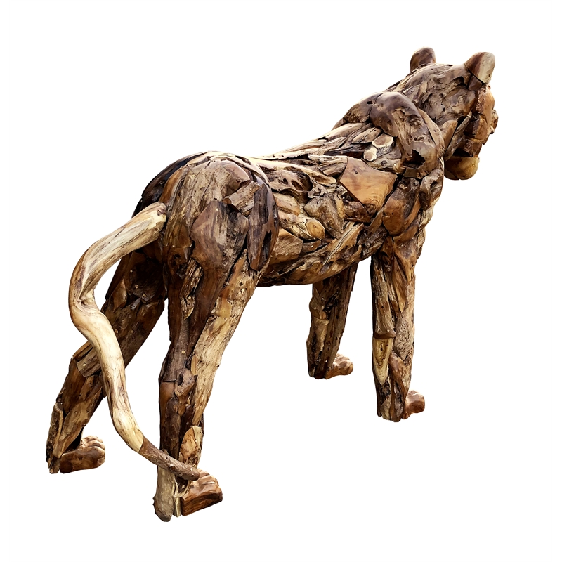 D-Art Collection Tiger Driftwood Statue in Driftwood