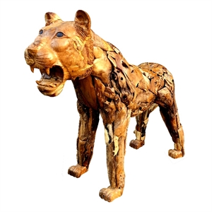 d-art collection tiger driftwood statue in driftwood