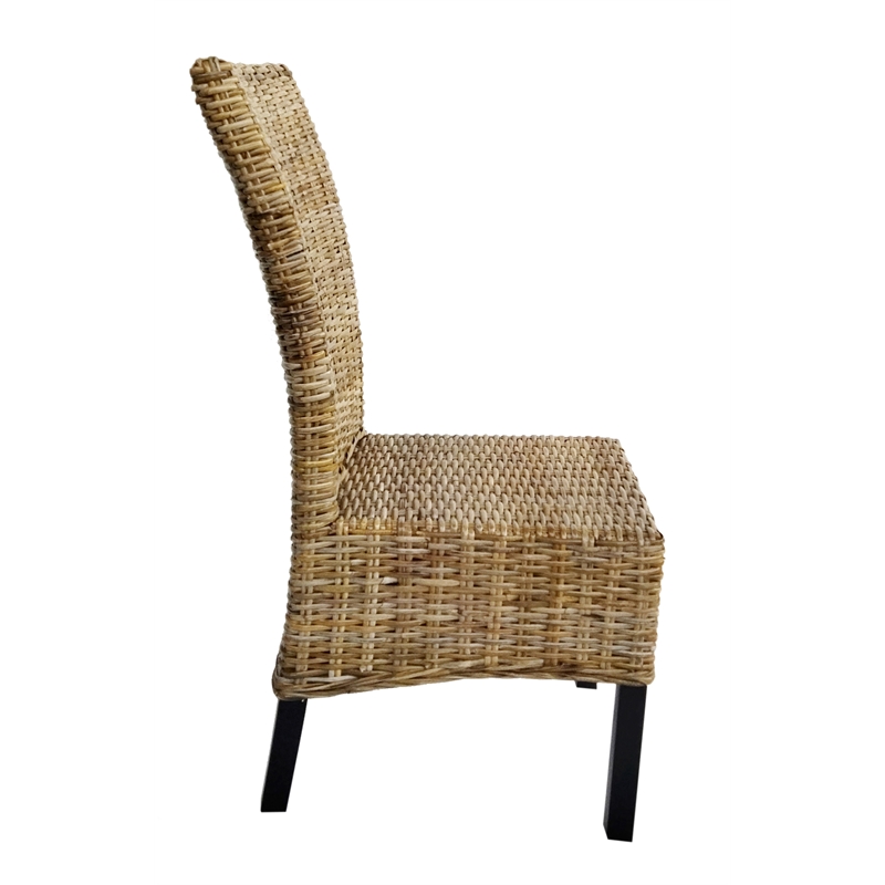 D-Art Collection Torrig Kubu Chair in Wood & Woven Wicker natural color