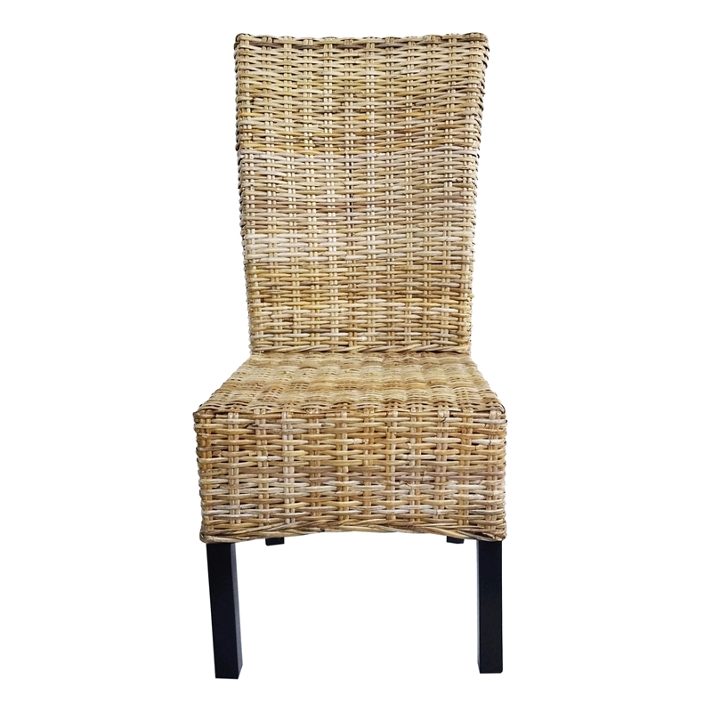 D-Art Collection Torrig Kubu Chair in Wood & Woven Wicker natural color