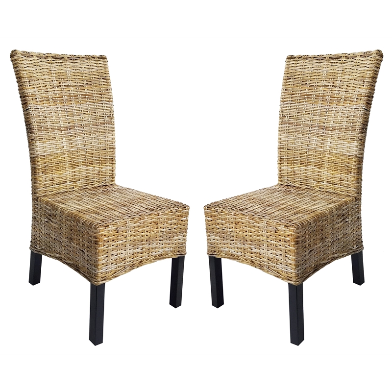 D-Art Collection Torrig Kubu Chair SET 2 PCS in Wood & Woven Wicker