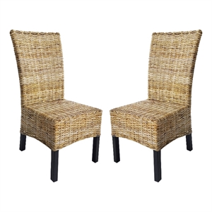 d-art collection torrig kubu chair set 2 pcs in wood & woven wicker