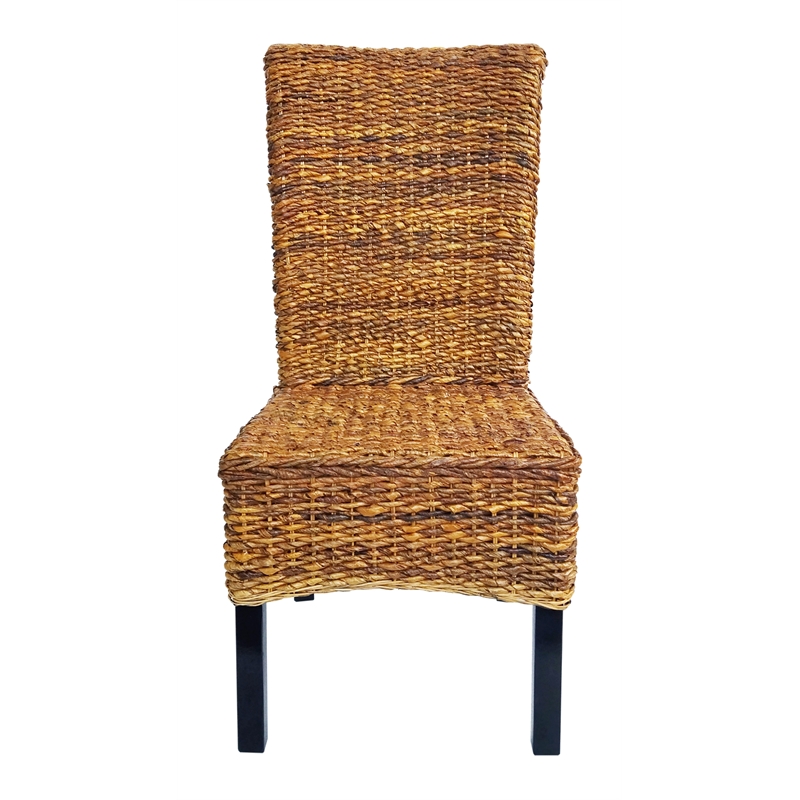 D-Art Collection Torrig Banana Leaf Chair in Wood And Woven Banana Leaf