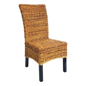 D-Art Collection Torrig Banana Leaf Chair in Wood And Woven Banana Leaf