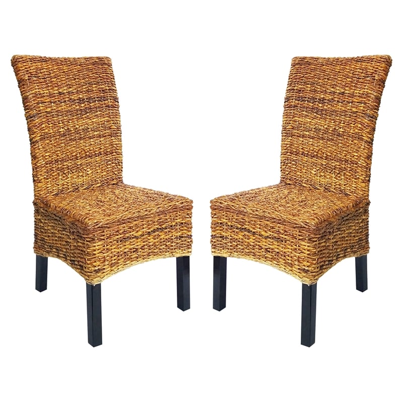 D-Art Collection Torrig Banana Leaf Chair SET 2 PCS in Wood/Woven Banana Leaf