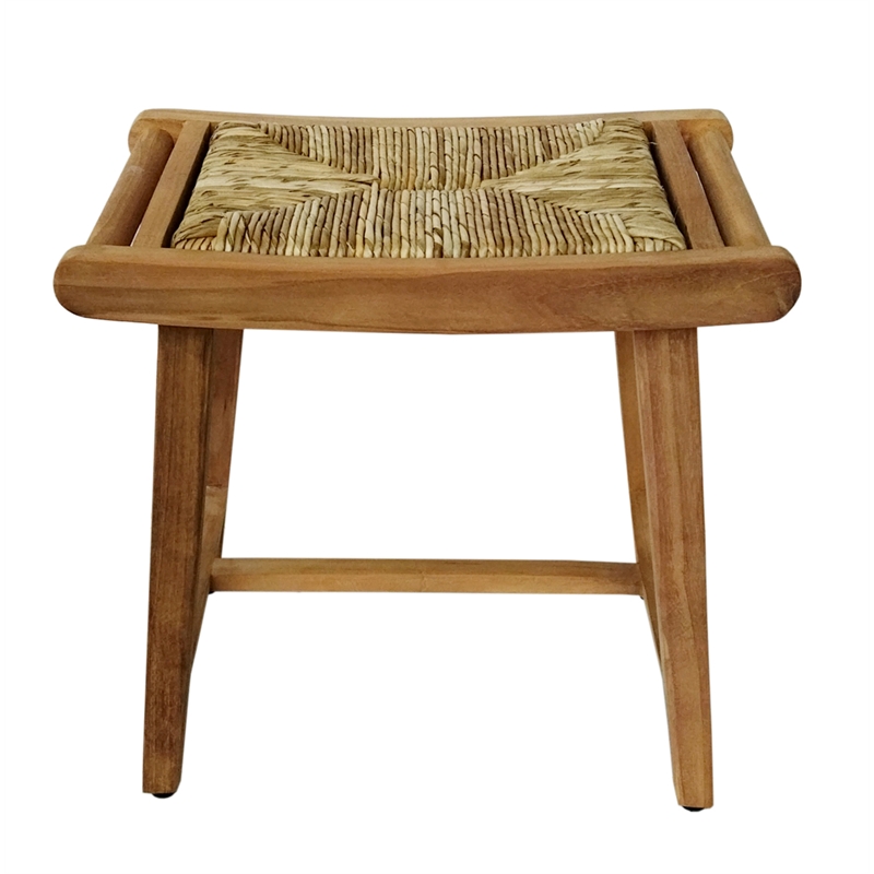 D-Art Collection Teak Cane Stool in Teak/Cane