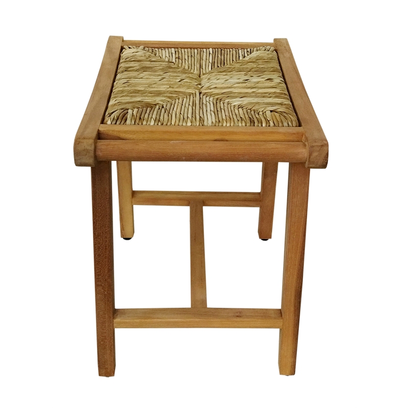 D-Art Collection Teak Cane Stool in Teak/Cane