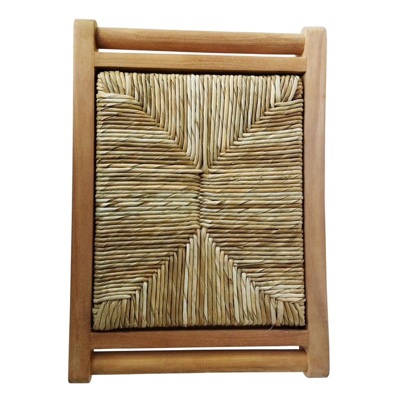 D-Art Collection Teak Cane Stool in Teak/Cane