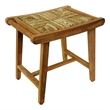 D-Art Collection Teak Cane Stool in Teak/Cane