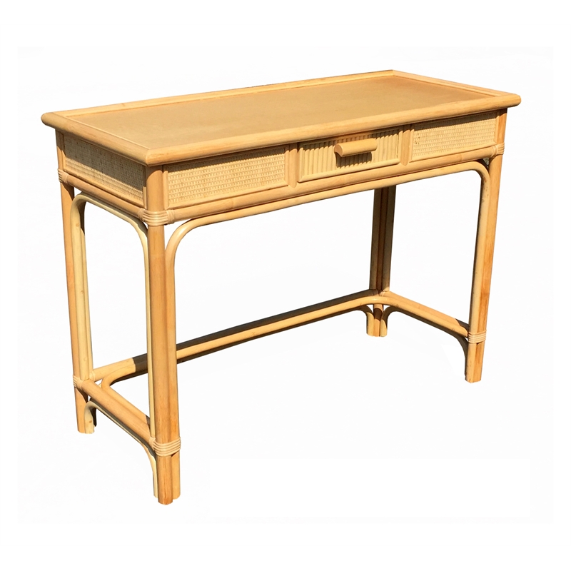 D-Art Collection Rattan Desk With Rattan Chair in set