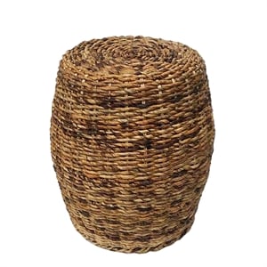 D-Art Collection Banana Leaf Drum Table Handmade Accent Table