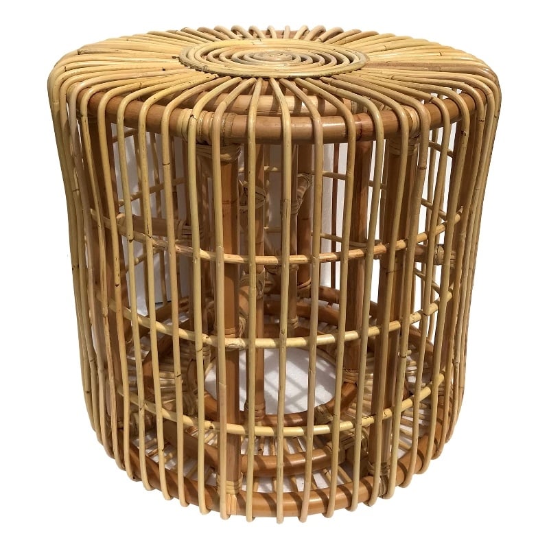 D-Art Collection Rattan Cylinder Table Handmade Accent Table