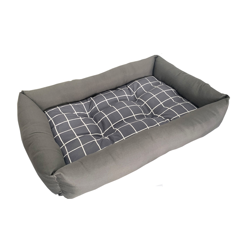 D-Art Collection Grey Checker Pet Bed M Soft and Comfy Pet Bed