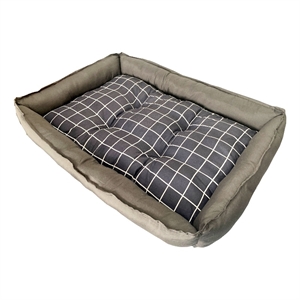 D-Art Collection Grey Checker Pet Bed M Soft and Comfy Pet Bed