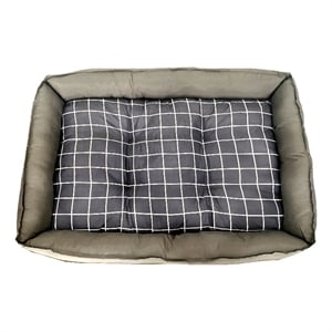 D-Art Collection Grey Checker Dog Bed L Soft and Comfy Pet Bed