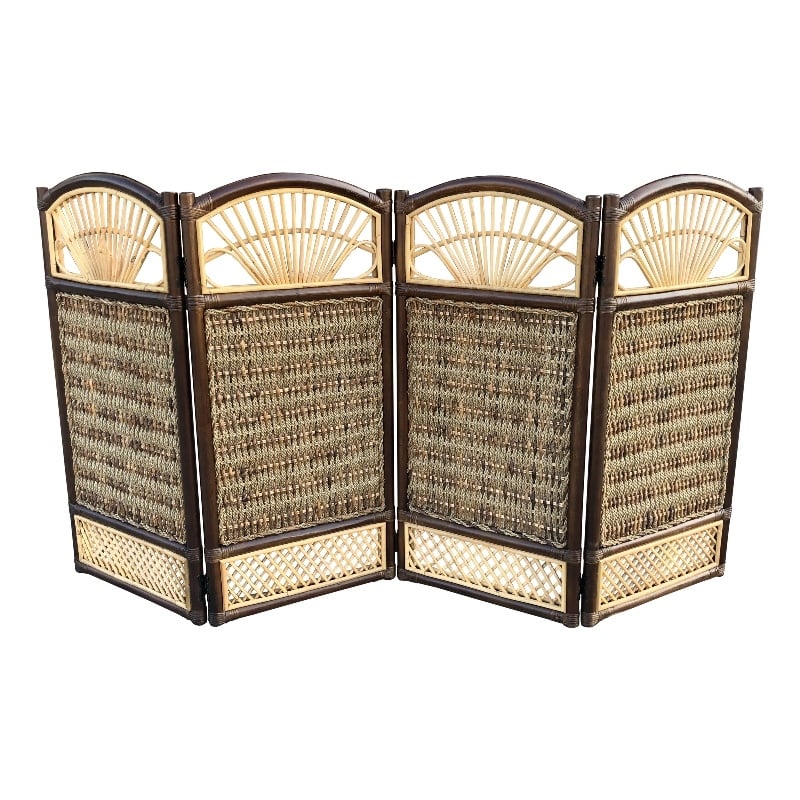 D-Art Collection Half Seagrass Divider Handmade Room Divider