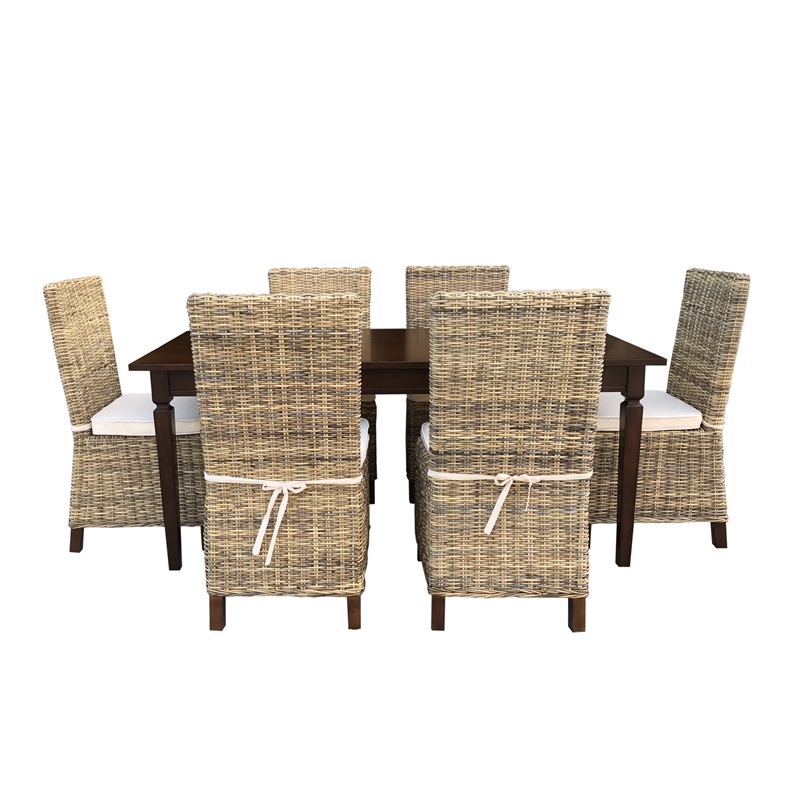 Capital Rect Dining 7pc Set with Rattan Chairs