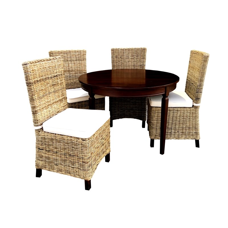 Capital Round Dining 5pc Set with Rattan Chairs