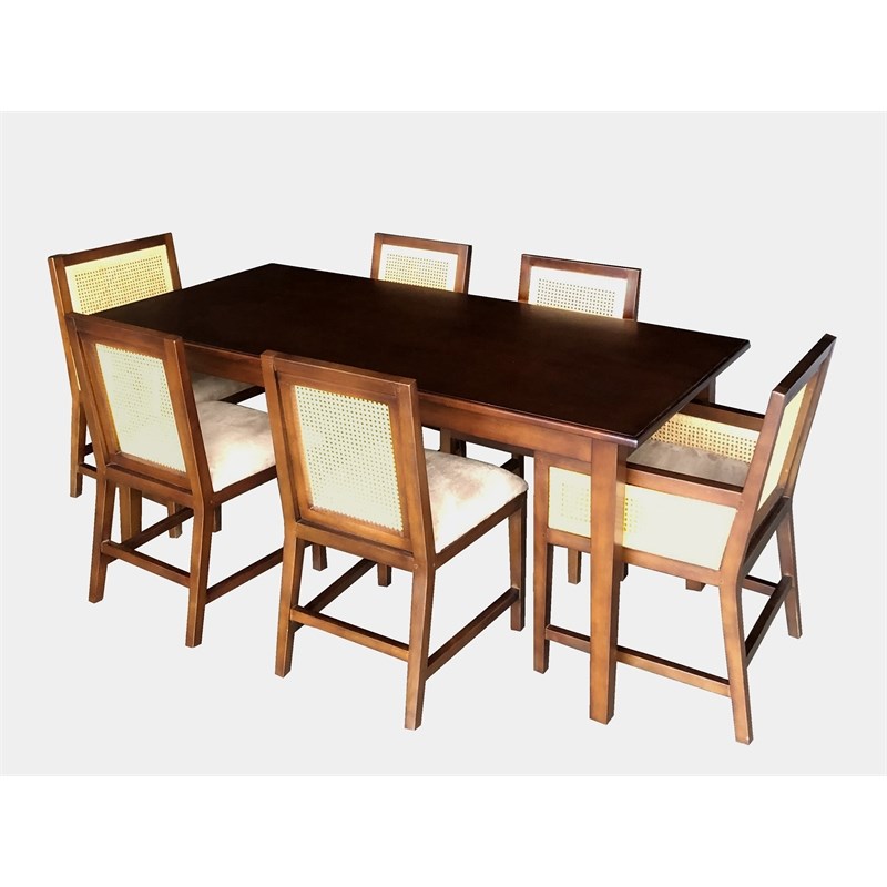 Mahogany French Rectangle 7pc Dining Set in dark brown finish