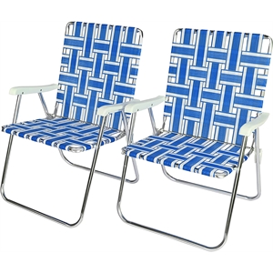 blue metal patio folding chair (set of 2)
