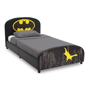 Delta Children Batman Modern Wood & Fabric Upholstered Twin Bed in Black