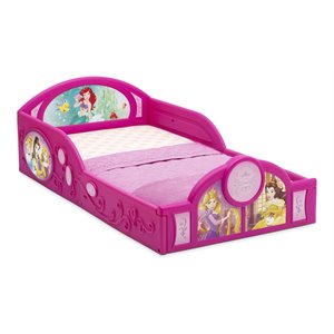 delta children princess plastic deluxe toddler bed with guardrails in pink