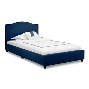 Delta Children Modern Wood and Fabric Upholstered Twin Bed in Navy Blue