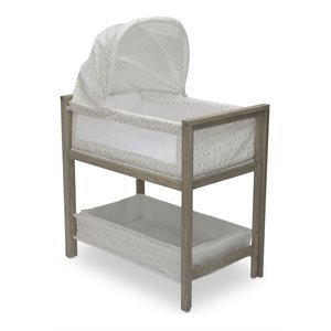 delta children royal charm 2-in-1 wood bedside bassinet sleeper&changer in gray