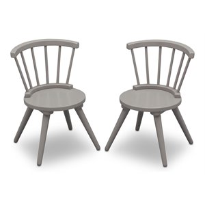 delta children 2-piece traditional wood windsor chair set in gray