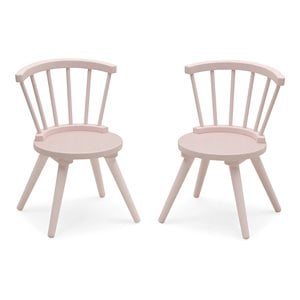 Delta Children 2-Piece Traditional Wood Windsor Chair Set in Blush Pink