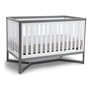 Delta Children Tribeca 4-in-1 Modern Wood Convertible Crib in Gray/White