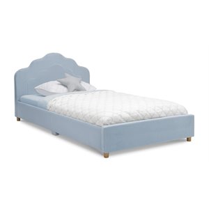 delta children wood and fabric upholstered twin bed in sea breeze blue