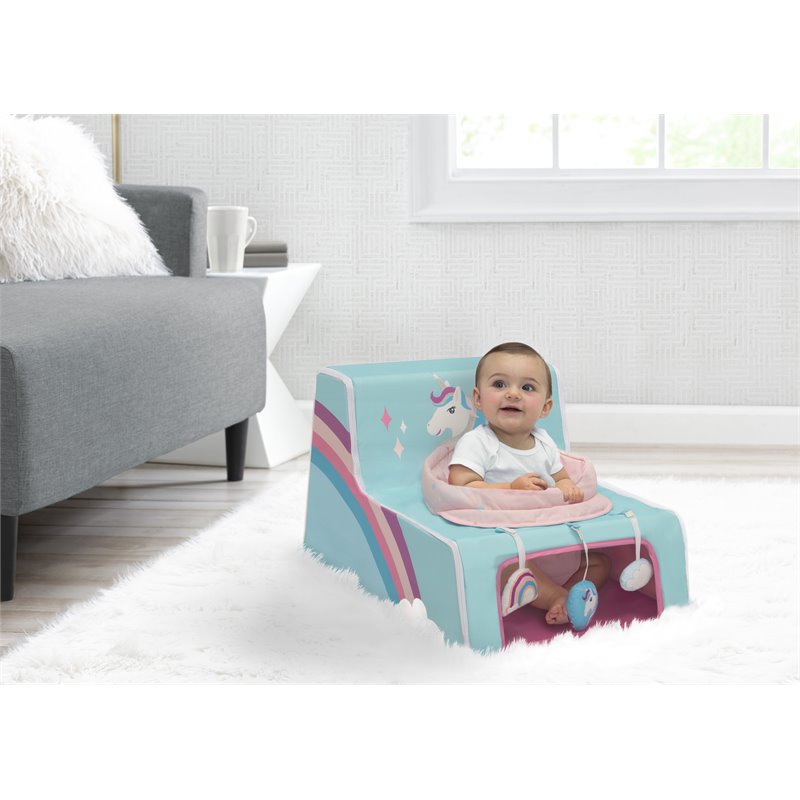 Delta Children Unicorn Fabric Sit & Play Portable Activity Seat in Blue
