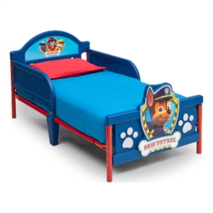 delta children paw petrol plastic 3d toddler bed in blue/red