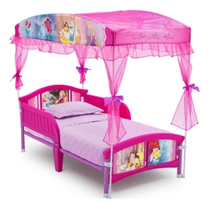 delta children disney princess fabric upholstered toddler bed in pink