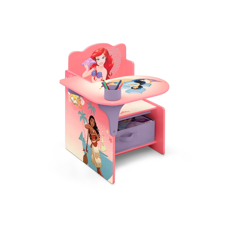 Delta Children Disney Princess Wood Chair Desk with Storage Bin in