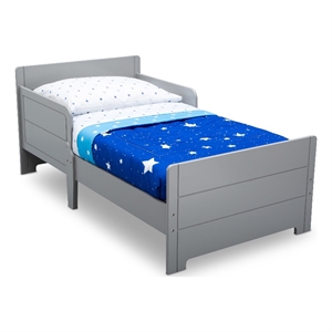 delta children mysize engineered wood and metal toddler bed in gray