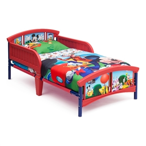 delta children mickey mouse 2-side rails plastic toddler bed in multi-color
