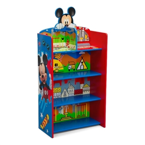 delta children mickey mouse 4-shelf wood bookcase for kids in multi-color